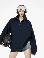 Half-Zip Stand Collar Oversized Sweatshirt 5