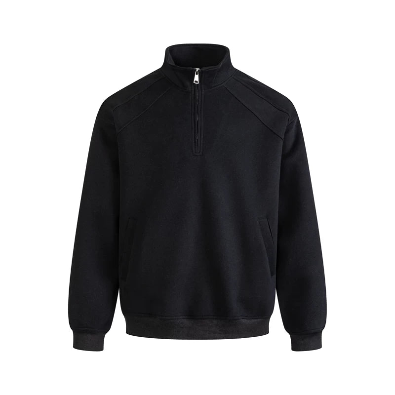 5869687775195,5869687775196,5869687775197,5869687775198, Half-Zip Stand Collar Oversized Sweatshirt