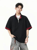 Half Zip Stand Collar Short Sleeve T-Shirt 5