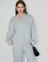 Half-Zip Sweatshirt and Wide-Leg Pants Set 2