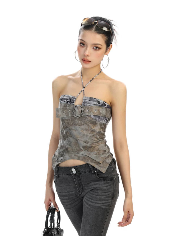 Halter Neck Belted Strapless Camisole Top 5