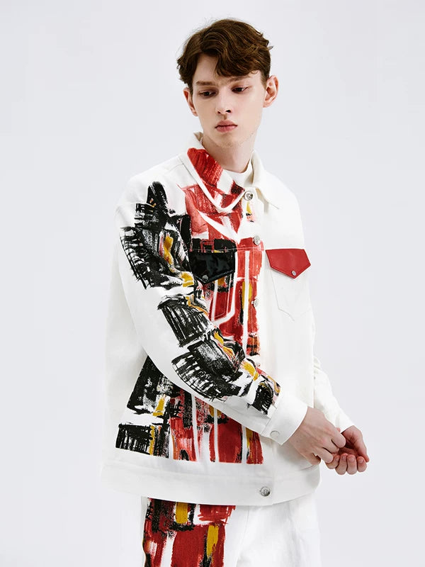 Hand-Painted Abstract Jacket and Pants Set 3