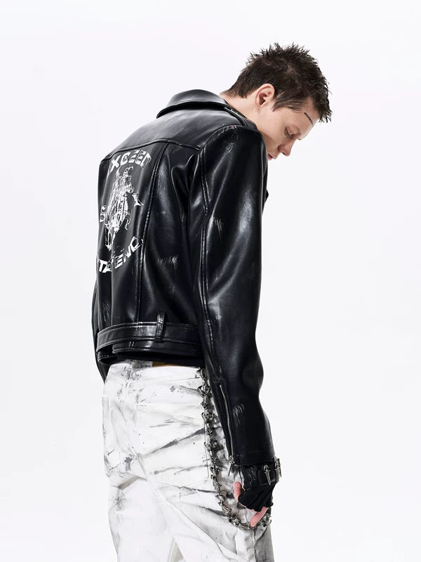 Hand-Painted Leather Motorcycle Jacket 4