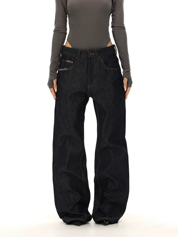 Hand-Sewn Wheat Ear Flare Jeans Pants 3