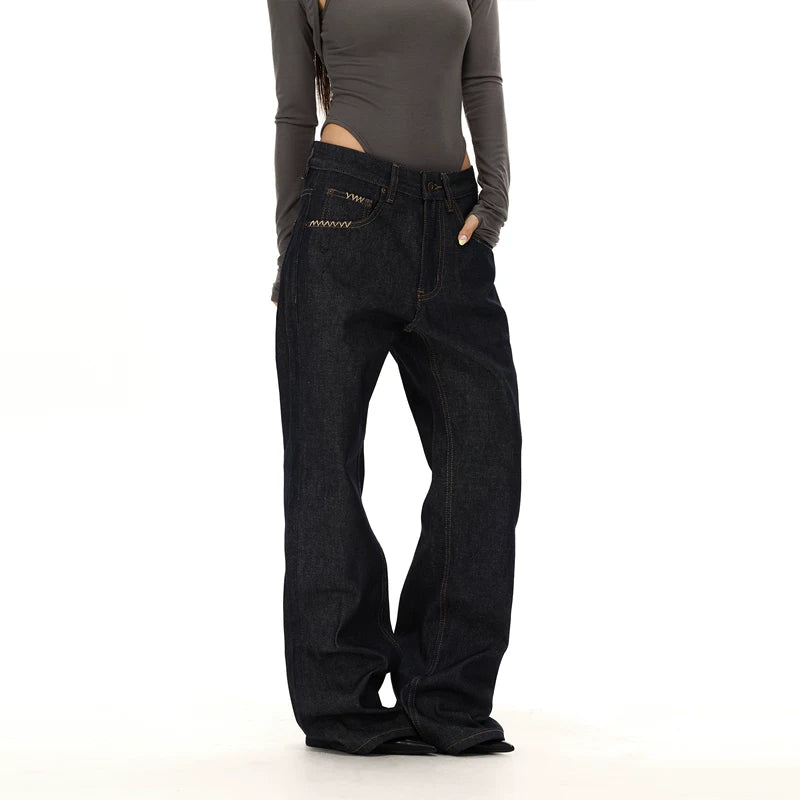 6197585382658,6197585382659,6197585382660,6197585382661,6197585382662, Hand-Sewn Wheat Ear Flare Jeans Pants