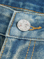 Hand-Stitched Ripped Studded Straight Leg Pants 2