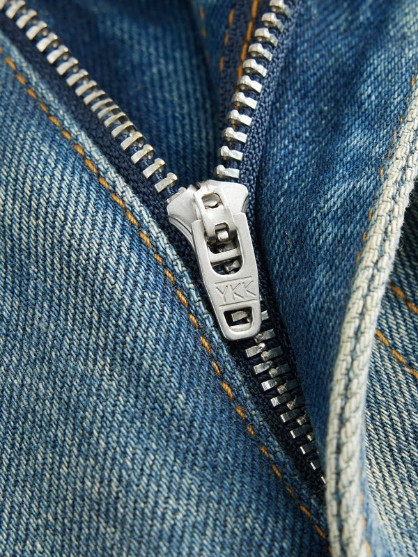 Hand-Stitched Ripped Studded Straight Leg Pants 3