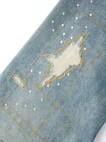 Hand-Stitched Ripped Studded Straight Leg Pants 4