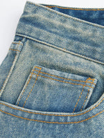 Hand-Stitched Ripped Studded Straight Leg Pants 5