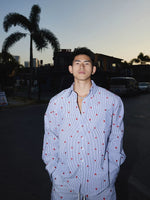 Heart Embroidered Striped Shirt and Shorts Set 2