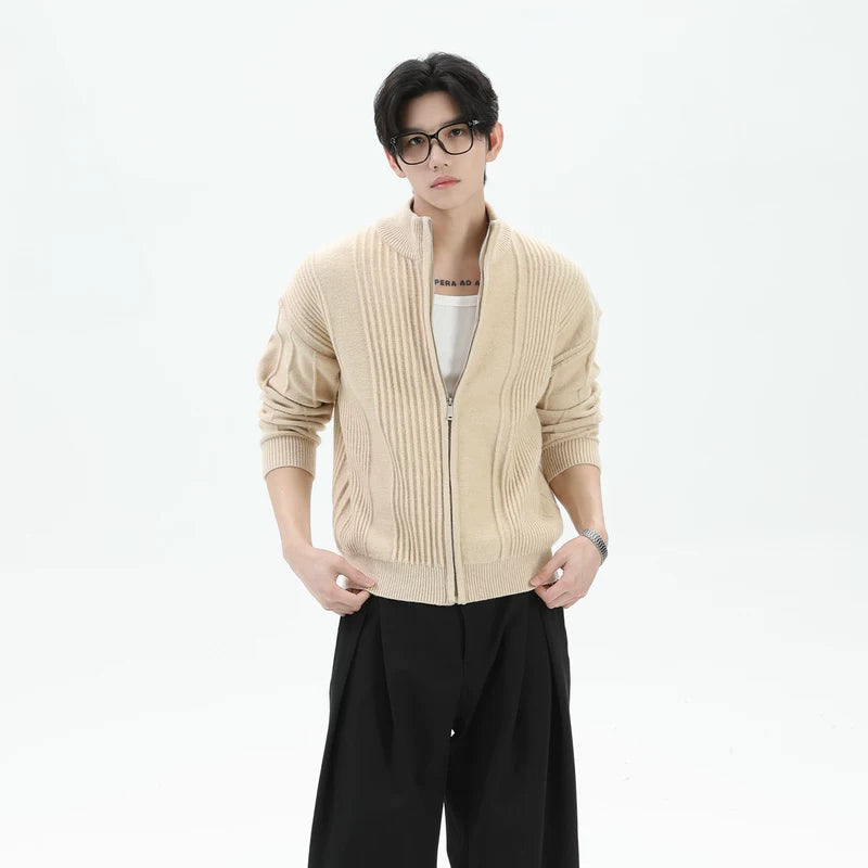 Heavyweight Anti-Pilling Stand Collar Knit Cardigan 2