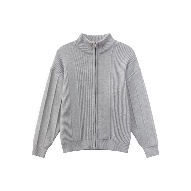 1627207:28334,6012874097014,1627207:28334,6012874097013,1627207:28334,6012874097012,6012874097014,6012874097013,6012874097012, Heavyweight Anti-Pilling Stand Collar Knit Cardigan