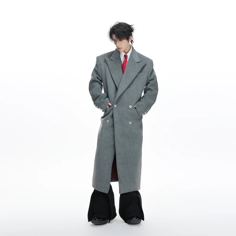 Heavyweight Double-Breasted Wool Long Trench Coat 2