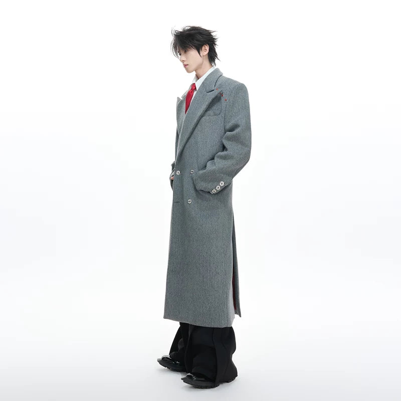 Heavyweight Double-Breasted Wool Long Trench Coat 3