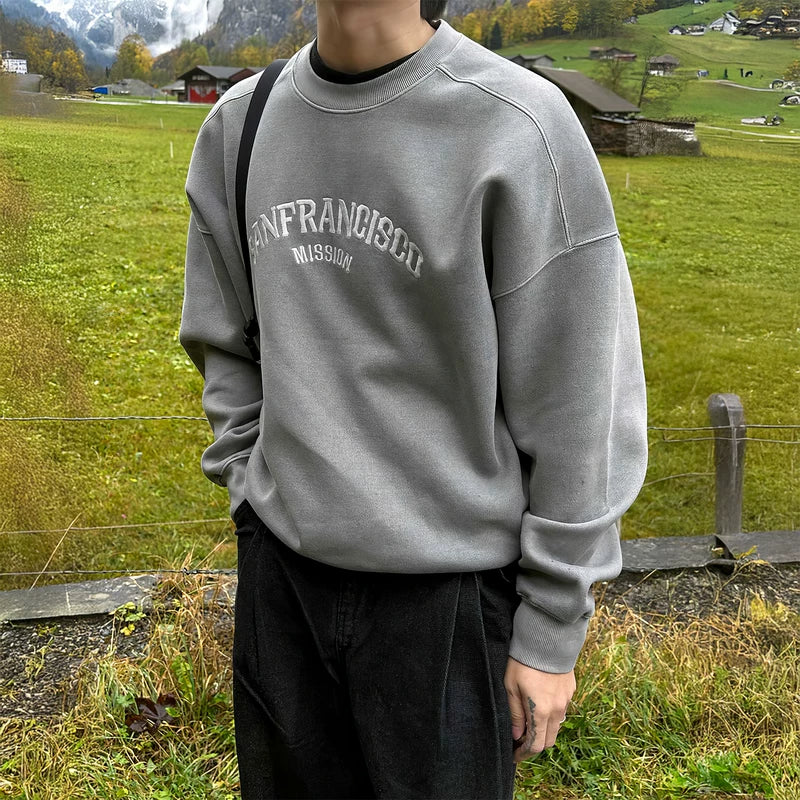 1627207:28334,6176593310202,1627207:28334,6176593310203,1627207:28334,6176593310204,6176593310202,6176593310203,6176593310204, Heavyweight Embroidered Letter Crewneck Sweatshirt