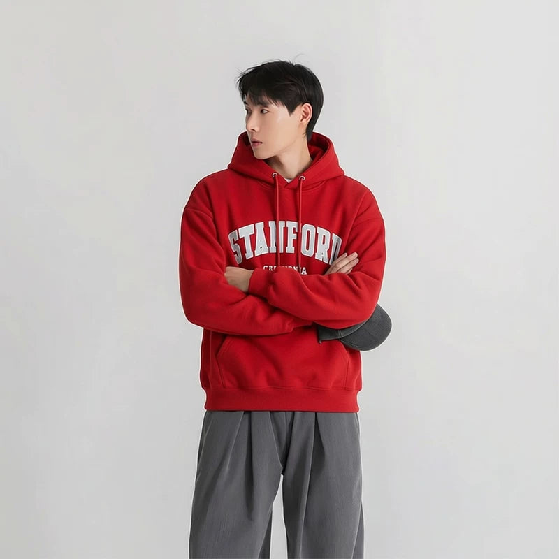 Heavyweight Embroidered Letter Hooded Sweatshirt 2