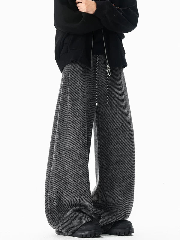 Heavyweight Fleece-Lined Wide-Leg Casual Pants 5