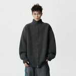 5969201760873,5969201760874,5969201760875,5969201760876,5969201760877,5969201760878, Heavyweight Knit Zip-Up Stand Collar Cardigan