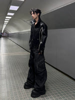 Heavyweight Leather Motorcycle Jacket with Buckles 3