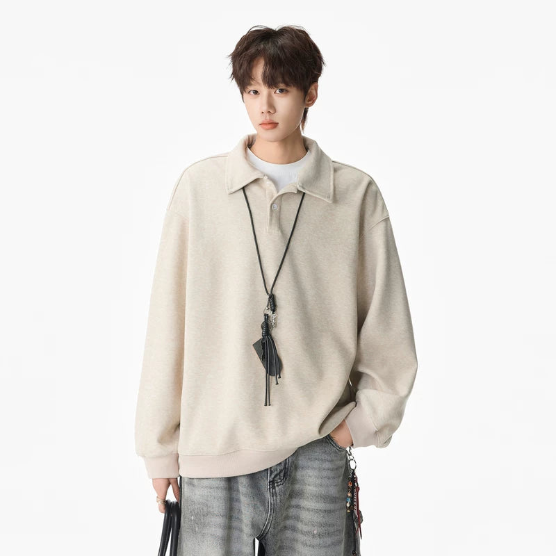 6192161807621,6192161807622,6192161807623,6192161807624,6192161807625, Heavyweight Long Sleeve Polo Pullover Shirt