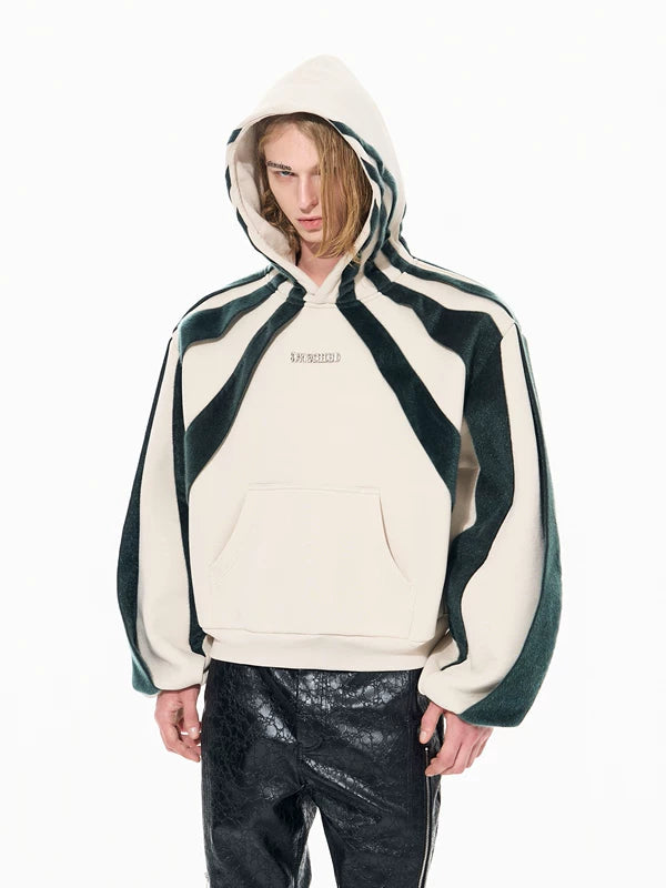 Heavyweight Patchwork Faux Fur Hooded Sweatshirt 3