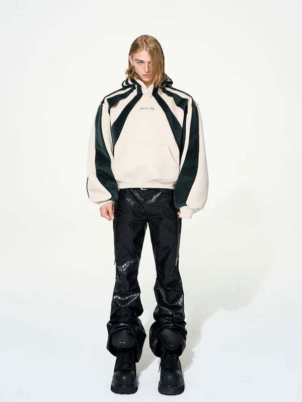 Heavyweight Patchwork Faux Fur Hooded Sweatshirt 4