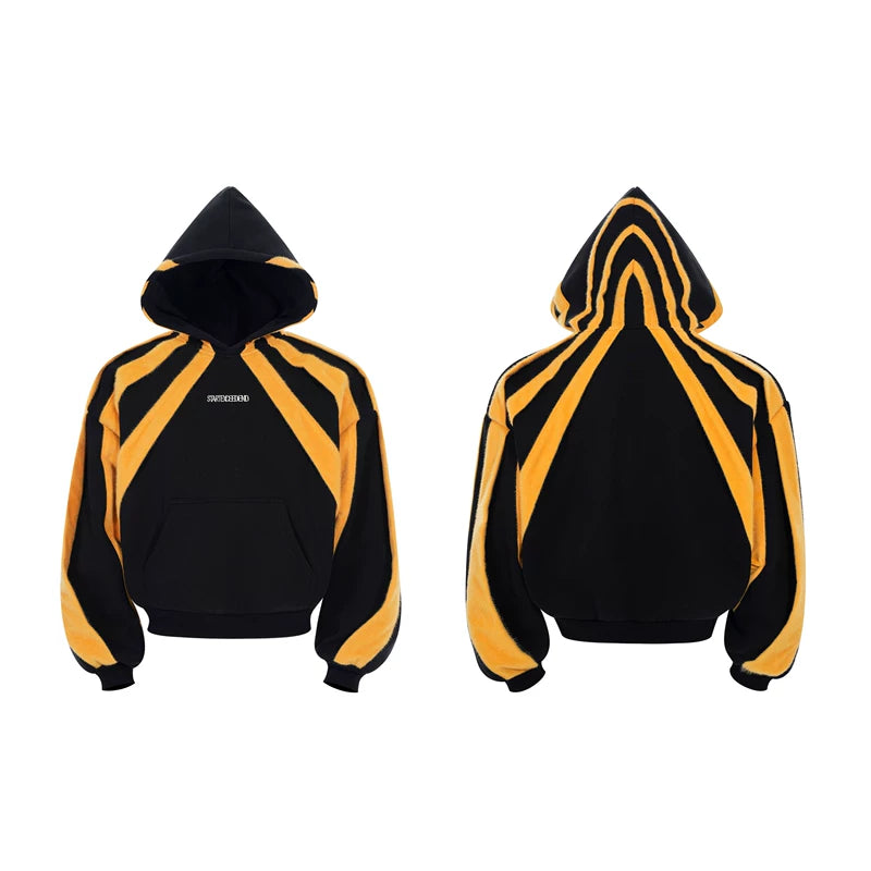 5975439256165,5975439256166,5975439256167,5975439256168, Heavyweight Patchwork Faux Fur Hooded Sweatshirt