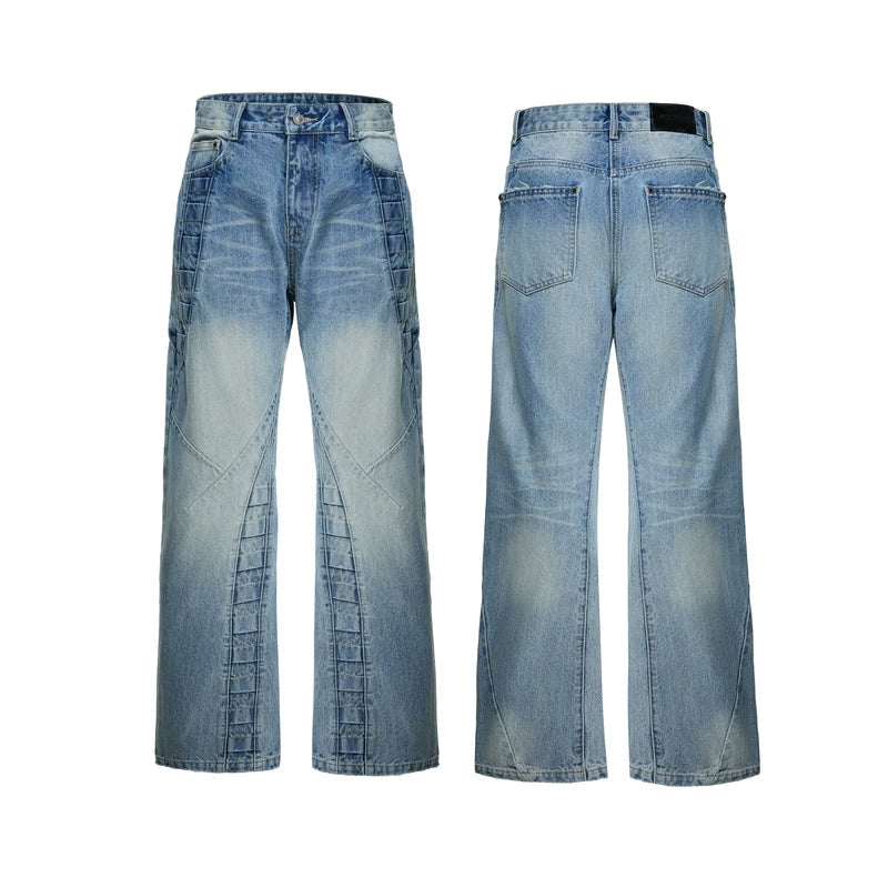 6190112995403,6190112995404,6190112995405,6190112995406, Heavyweight Straight Leg Textured Denim Pants