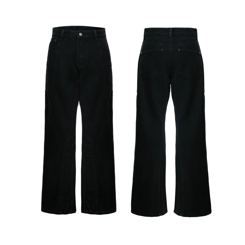 6024694680870,6024694680871,6024694680872,6024694680873, Heavyweight Straight Leg Textured Denim Pants