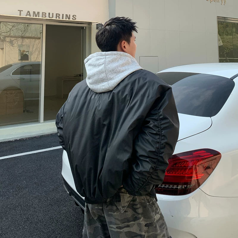 Heavyweight Streetwear Stand-Collar Bomber Jacket 5