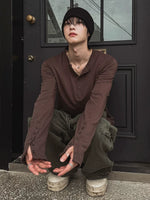 Henley Collar Long Sleeve T-Shirt 3