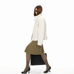 Herringbone Pleated Midi Skirt with Belt 4