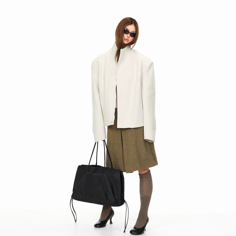 Herringbone Pleated Midi Skirt with Belt 5