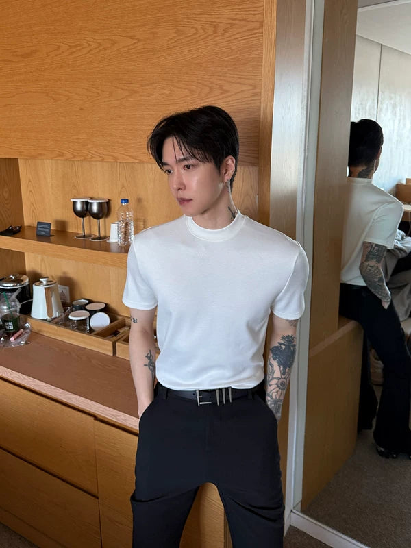 High-Neck Slim Fit Short-Sleeve T-Shirt 2