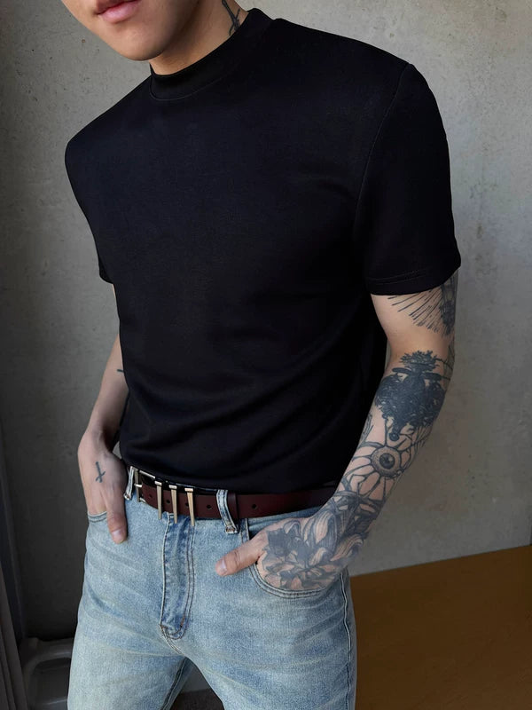 High-Neck Slim Fit Short-Sleeve T-Shirt 5