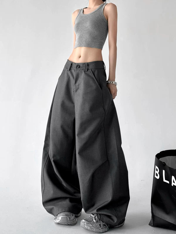 High Waist Curved Wide Leg Pants 2
