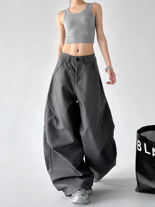 High Waist Curved Wide Leg Pants 4