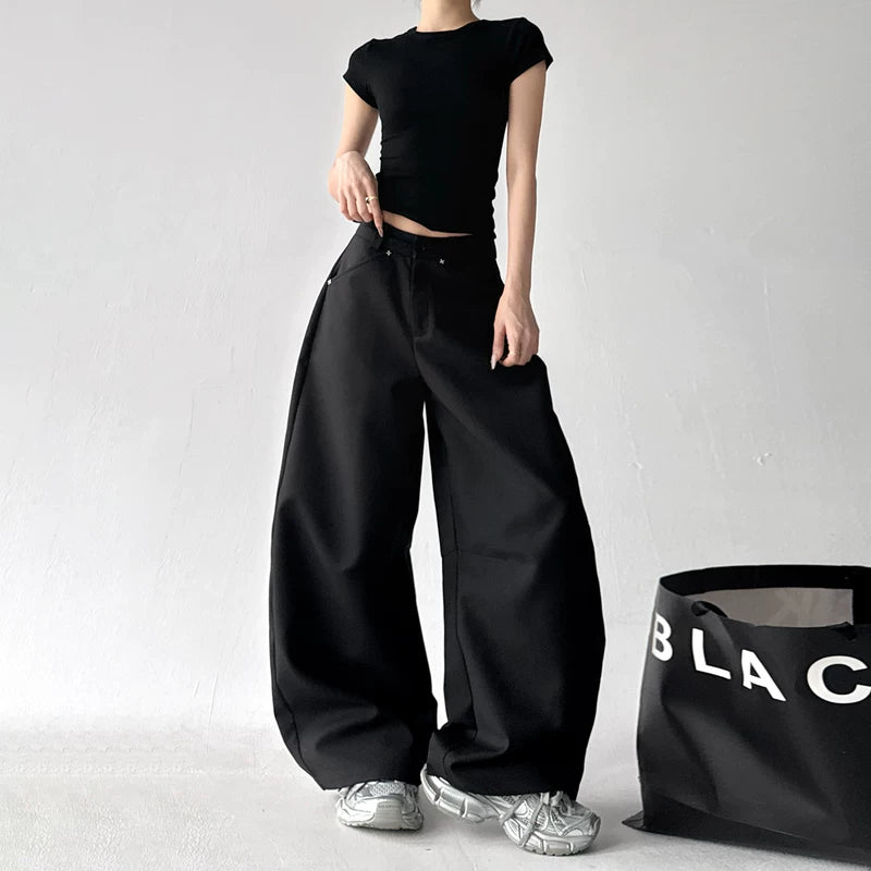 High-Waist Wide-Leg Flowing Casual Pants 3
