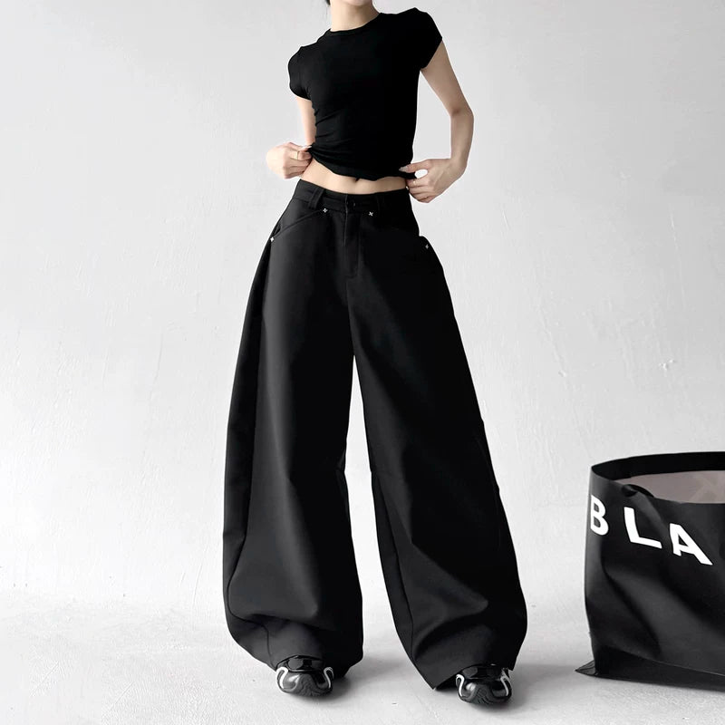 High-Waist Wide-Leg Flowing Casual Pants 4