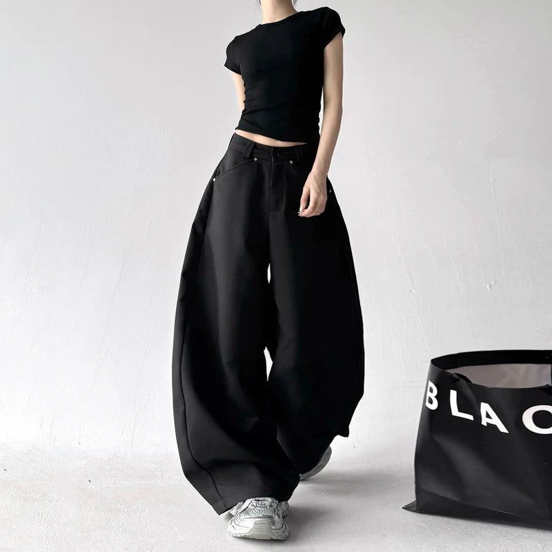 High-Waist Wide-Leg Flowing Casual Pants 5