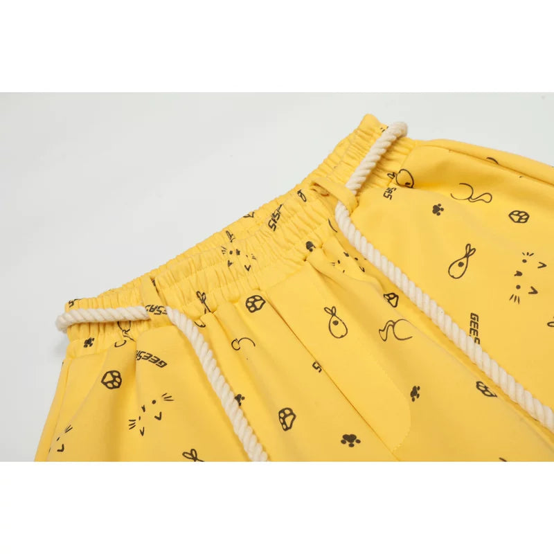 High-Waisted Cartoon Print Wide-Leg Pants 3