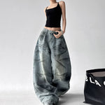 High Waisted Distressed Deconstructed Wide Leg Jeans 5