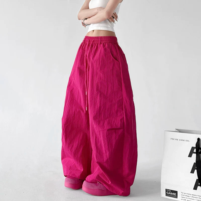 6197550003332,6197550003333,6197550003334,6197550003335,6197550003336,6197550003337,6197550003338,6197550003339, High Waisted Elastic Waist Wide Leg Pants