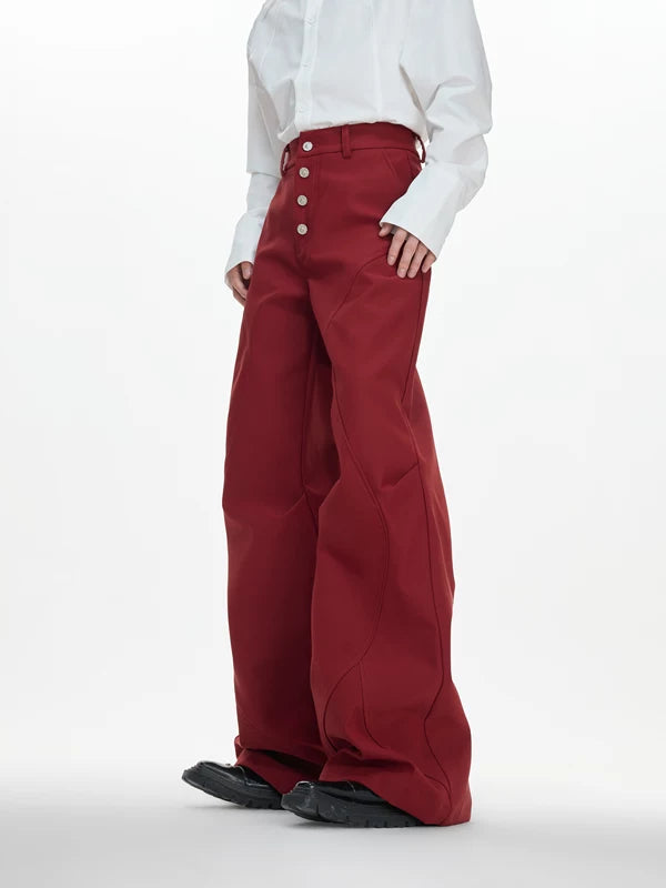 High-Waisted Five-Button Flared Casual Pants 2