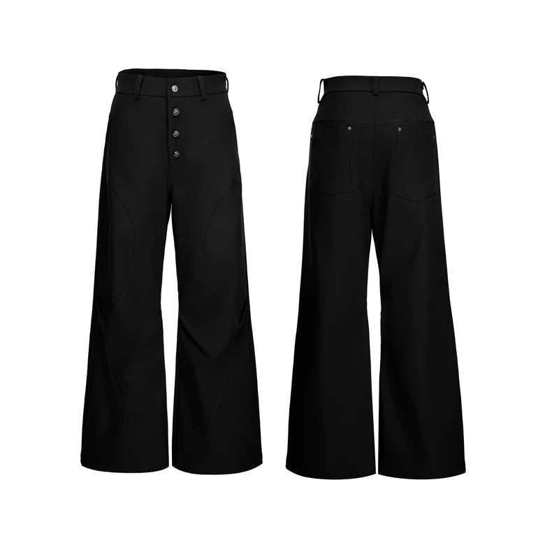 6189628894627,6189628894629,6189628894631,6189628894633, High-Waisted Five-Button Flared Casual Pants