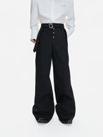 High-Waisted Pleated Striped Wide-Leg Pants 2