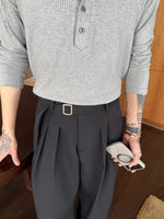 High Waisted Pleated Wide Leg Belted Pants 3