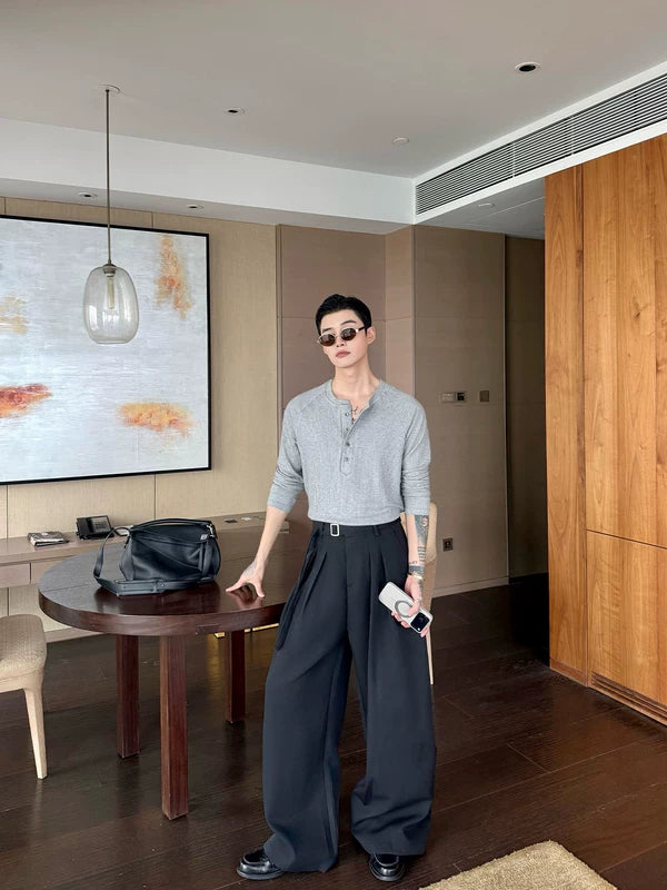 High Waisted Pleated Wide Leg Belted Pants 4