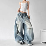High Waisted Ripped Wide Leg Jeans Pants 5