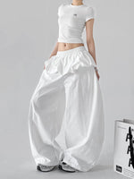 High Waisted Ruffle Waist Wide Leg Pants 2